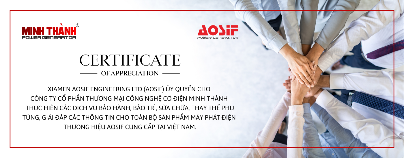 chứng nhận đại lý AOSIF chính hãng Minh Thành Power Việt Nam